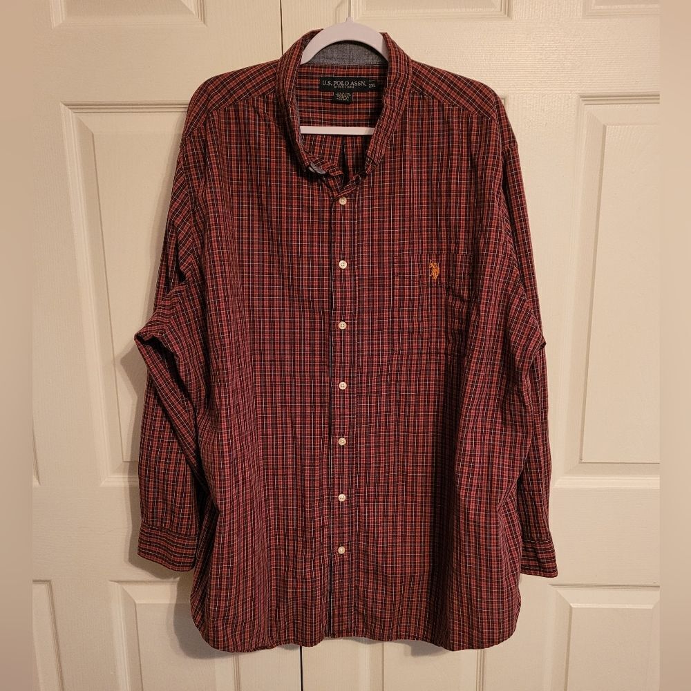U.S. Polo‎ Assn. Men's plaid long sleeve button up shirt 2XL